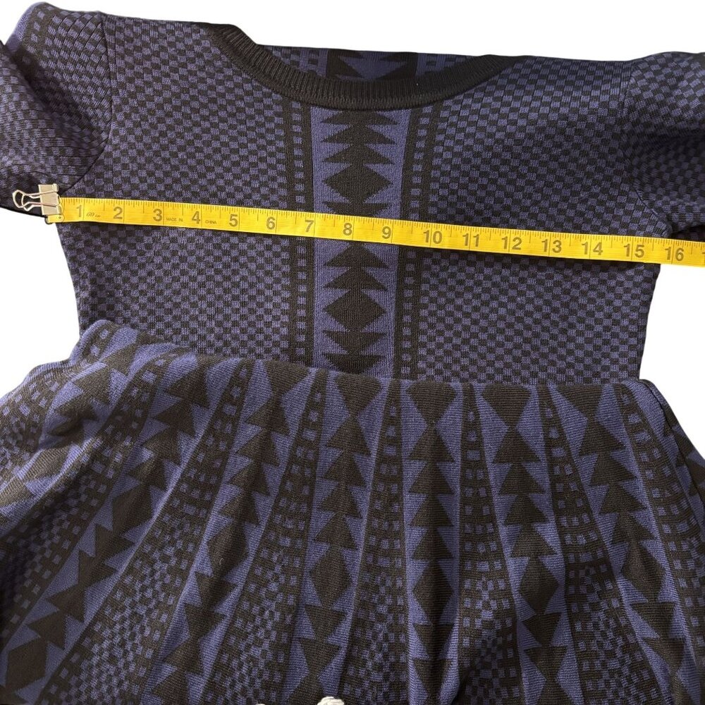 Nina Leonard Size M Geometric Print Knit Dress With 3/4 Sleeves - Picture 8 of 12